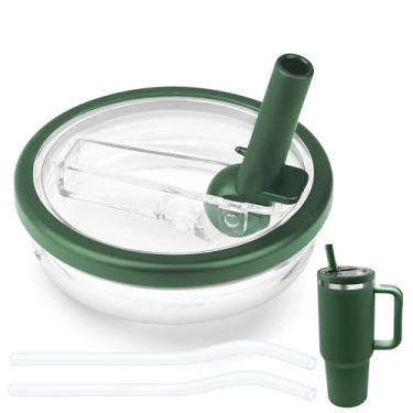 Imagem de Tampa de canudo flip de 850 g compatível com copo Stanley, tampa à prova de vazamento sem BPA adequada para copo Stanley Quencher de 850 g, substituição à prova de derramamento, 2 canudos, 1 pacote
