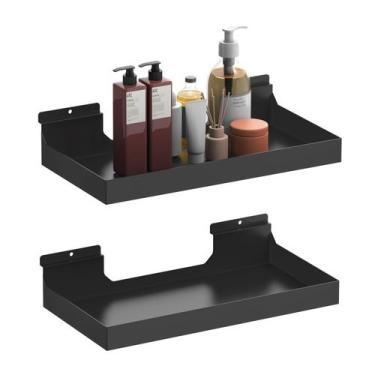 Imagem de Prateleiras Slatwall MQKIWAO 16x8 polegadas de metal preto (2 unidades