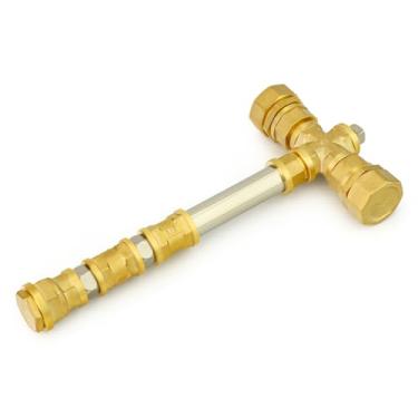 Imagem de GASHER Martelo Thor pequeno, brinquedo faça você mesmo, martelo decorativo dourado feito à mão, 28 cm de comprimento