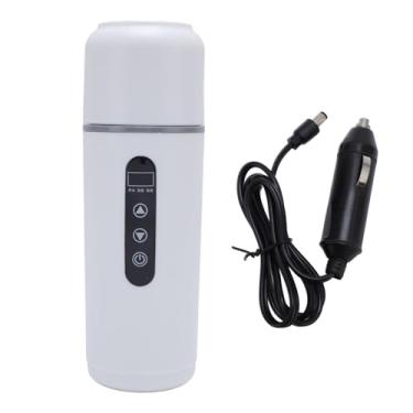 Imagem de Chaleira portátil de carro elétrico 500ml 12V 24V Viagem de água de água aquecida para caminhão de carro Camping Outdoor 316 Copo de aquecimento de aço inoxidável (Branco)