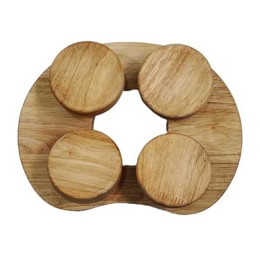 Imagem de KiBcsLic Apoio de cabeça de madeira para sauna com disco giratório, suporte para costas moderno, encosto ergonômico, acessório para sauna, spa, sala de vapor,
