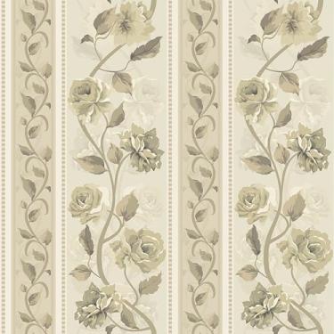 Imagem de Yullpaper Papel de parede floral Peel and Stick Boho papéis de parede removíveis para lavanderia casa de fazenda papel de parede marrom bastão e descascar papel de parede vintage para armários de