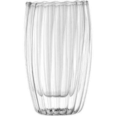 Imagem de Canecas De Café De Vidro De Parede Dupla, Listras De 250ml / 350ml / 450ml Xícaras De Chá De Leite De Café Copos De Vidro Isolados Transparentes Para Bebidas Quentes E Frias, Ca, 450ml