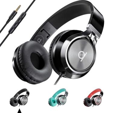 Imagem de ARTIX Fones de ouvido com fio CL750 com microfone e controle de volume — Fones de ouvido intra-auriculares com isolamento de ruído para computador e laptop com fio, plugue com fio (dobrável, conector