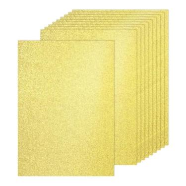 Imagem de PATIKIL 60 folhas de cartolina dourada clara com glitter, 21 x 29,7 cm, papel brilhante A4, cartolina, 250 g/m², papel brilhante para artesanato, scrapbook, arte faça-você-mesmo, festa de casamento