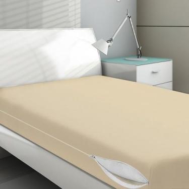 Imagem de Capa Para Colchão Protetora Casal Anti Acaro Com Zíper Cores (Bege)