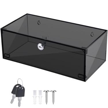 Imagem de Wonderjune SAFECaixa de bloqueio de medicamentos para geladeira com chaves e ferragens de montagem, caixa de medicamentos com bloqueio de parede de parede de acrílico, kit de primeiros socorros para