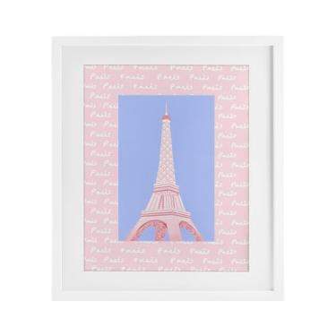 Imagem de Stupell Industries Impressão emoldurada branca da Torre Eiffel Paris Pastel sob o vidro design por Pooja Dave, 40,6 x 33,5 cm