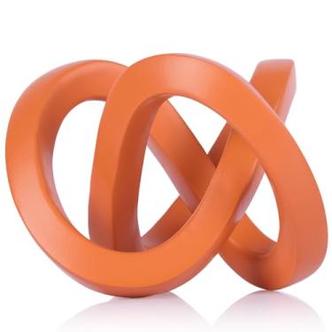 Imagem de Escultura decorativa de nó laranja, estética de decoração de casa laranja, escultura de tira Möbius, adequada para decoração e exibição em estantes de livros, armários de TV de sala de estar, armários