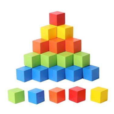 Imagem de Esquirla 50x Blocos de Madeira, Cubos Pequenos, Artesanato Criativo, Materiais de Sala de Aula, Blocos de Empilhamento, Brinquedos de Classificação Matemática, Colorida, S
