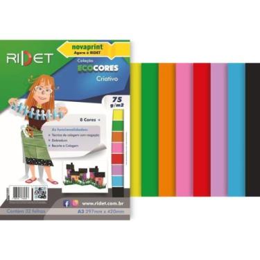 Imagem de Bloco para Educação Artística Criativo A3 8 Cores 75G 32 Folhas Pacote