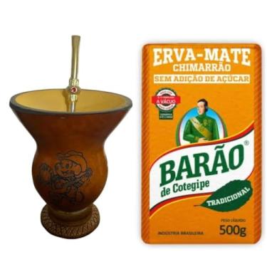 Imagem de Kit Chimarrão Infantil Cuia + Bomba de Metal + Erva Mate Barão de Cotegipe, 500g (Masculino)