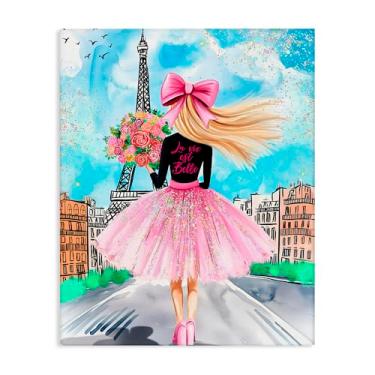 Imagem de Stupell Industries Design de arte de parede em tela parisiense Fashionista & Bouquet por Jess Stempel, 20 x 16