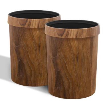 Imagem de Lata de lixo Ciao Stilista Wood Grain Plastic 13L, pacote com 2 unidad