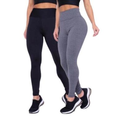 Imagem de Kit 2 calça legging feminina modelo Fitness Cintura Alta Modeladora - 