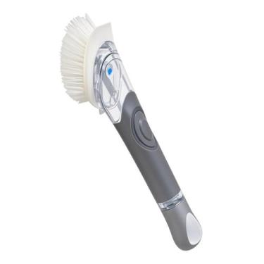 Imagem de Escova de louça CELOX com dispensador de sabão para limpeza de cinza