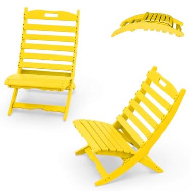 Imagem de IVY&LANE Conjunto de 2 cadeiras portáteis Xavier | Cadeira dobrável Adirondack | Onda | Plástico HDPE | Edição Limitada | Amarelo | Resistente a todos os climas | Para fogueira ao ar livre, pátio