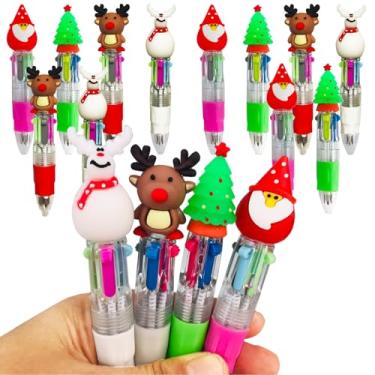 Imagem de Mini caneta multicolorida de Natal em uma 4 em 1 lindas canetas esferográficas kawaii de tinta sortidas para crianças, presente de aniversário, férias de inverno, presente de estudante, material