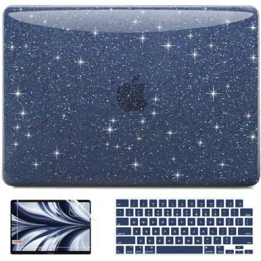Imagem de AKIT Compatível com MacBook Pro de 14 polegadas Sparkly 2025-2021 M4 M3 M2 M1 Pro Max A3112 A3185 A3401 A2918 A2992 A2779 A2442, [antirachaduras], capa rígida para laptop, azul embaçado
