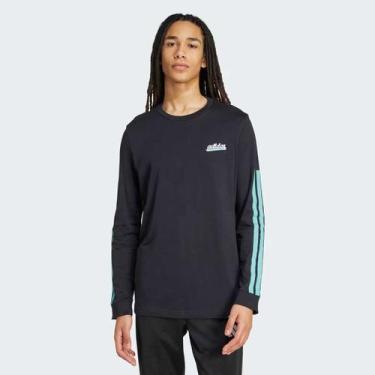 Imagem de Camiseta Adidas Grafica Script Manga Longa Preta, M