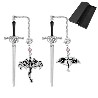 Imagem de Marcadores de página Fantasy Fourth Wing Dragon Sword - Marcadores de página para fãs da quarta asa, marcadores legais para homens, presentes de dragão para leitores masculinos como presentes de