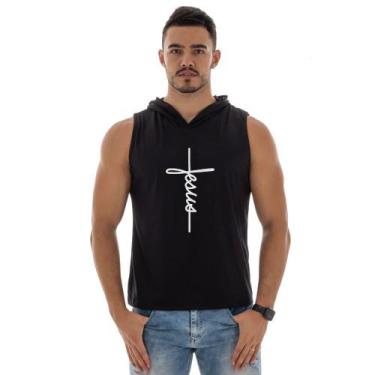 Imagem de Camiseta Regata Masculina Capuz Machão Academia Treino Religiosa - DuC
