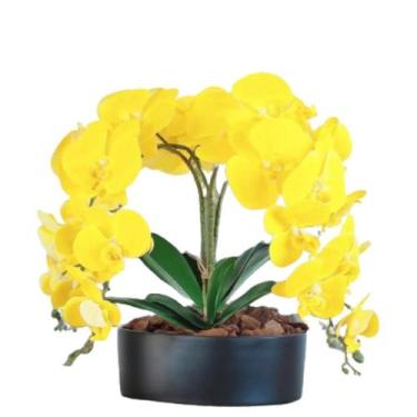 Imagem de Arranjo de Mesa Com 4 Flores Orquídeas Amarelo Toque Real - La Caza St