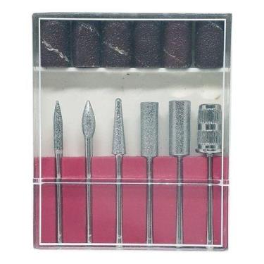 Imagem de Kit 6 Brocas E 6 Lixas Para Lixa Elétrica Unhas Gel Fibra Porcelana -c