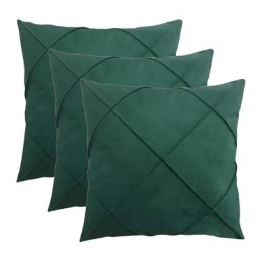 Imagem de Kit 3 Almofada Suede Drapeada Macia Decorativa- 45x45 - Enxovais Anna 
