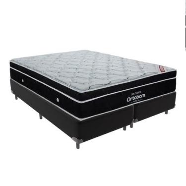 Imagem de Cama + Box Colchão Queen com Molas Ensacadas Ortobom Elegant, Preto