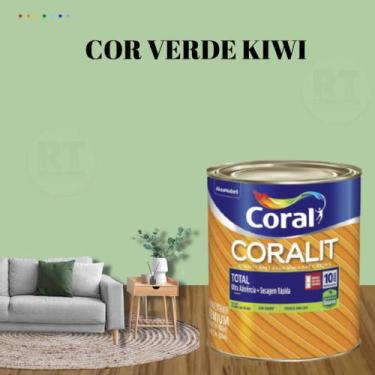 Imagem de Esmalte Sintético Base Água Coral Coralit 800ml Tinta Cor Verde Acetin