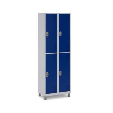 Imagem de Roupeiro 191x85x40Cm Vestiário Aço 4 Portas para Academia - W3, AZUL D