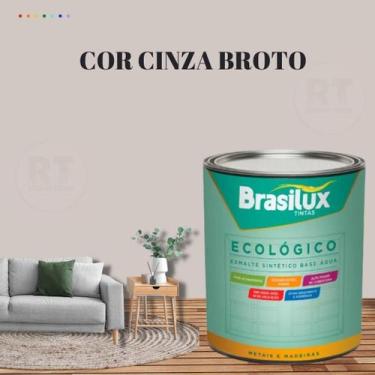 Imagem de Esmalte Sintético Brasilux Base Água Ecologico Cor Cinza 800ML Brilhan