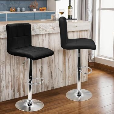 Imagem de Kit 2 Banquetas Confort Gomos Estofada Giratória Preto - Lianto Decor