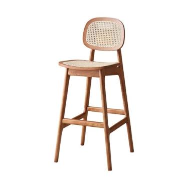 Imagem de ZzleoyuUUs-12 Cadeiras de bar de madeira maciça em bastão de videira fácil de montar, bancos, pernas altas