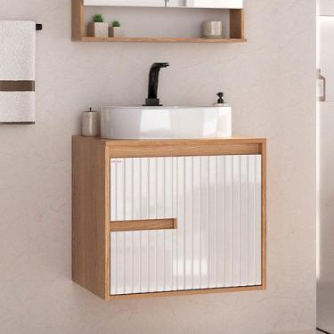 Imagem de Gabinete Clarice 60 Suspenso com Tampo - Fabribam, Catedral / Branco