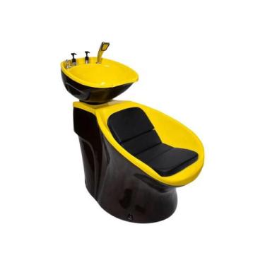 Imagem de Lavatório NEON RETRÔ Fibra - RGV Móveis para Salão, Preto/Amarelo, 110