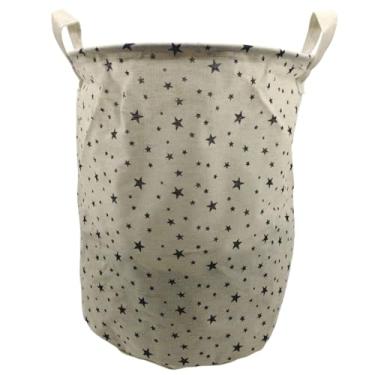 Imagem de Cesto Organizador Multiuso Tecido Brinquedos Roupa Suja Pano - Branco/Estrela