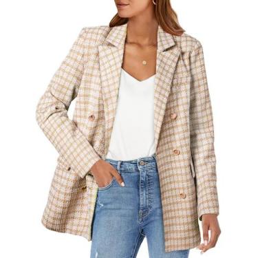 Imagem de Vestido blazer Happy Sailed xadrez de tweed trespassado GG