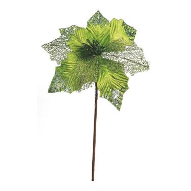 Imagem de Flor Bico de Papagaio Verde Mescla Pick Natal Luxo 20cm - Magizi