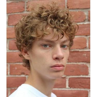 Imagem de Peruca Wiwige Short Curly Loira Resistente ao Calor Sintética Masculin