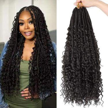 Imagem de Crochet Hair Goddess Box Braids de 18 polegadas para mulheres negras -
