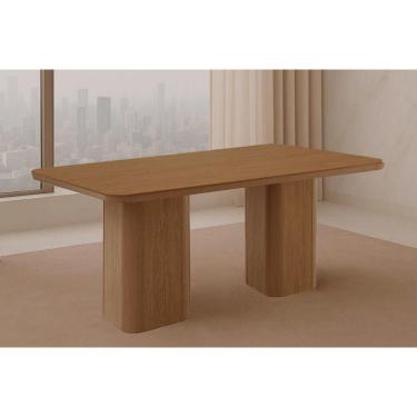 Imagem de Mesa De Sala Jantar Maldivas C/ Tampo Madeirado C/ Canto Curvo 180x90cm Flex Naturale/off White Ou Naturale - Rufato