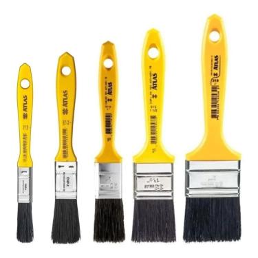 Imagem de 2X Trincha Pincel Atlas Pintura Cabo Amarelo 319 Kit 5 Peças
