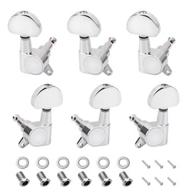 Imagem de Banworks 3L3R 15:1 Chaves de afinação de guitarra 15:1 com etiqueta de fixação de 45 graus para guitarra acústica elétrica Gibson/Epiphone Les Paul LP SG JT/JXQ-04 botão meio redondo