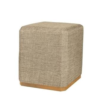 Imagem de Puff Quadrado Grande Bege em Linho Luxo - Kazza Shop