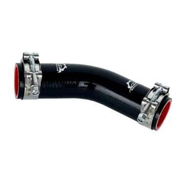 Imagem de Bekelan Mangueira de silicone de acoplador de cotovelo de 45 graus 3.8 cm ID (38 mm) com braçadeira de parafuso em T de aço inoxidável - Design reforçado de 4 camadas de alta temperatura para turbo