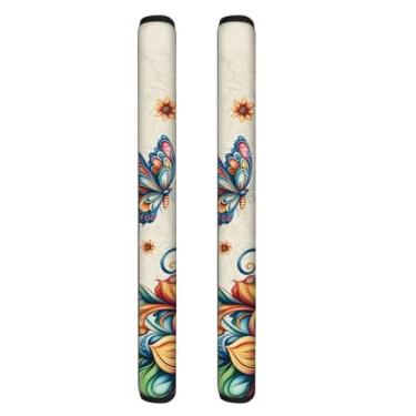 Imagem de NETILGEN Conjunto de 2 capas de maçanetas de porta de geladeira, estampa floral boho, decoração de eletrodomésticos, geladeira, micro-ondas, forno, maçanetas, decoração