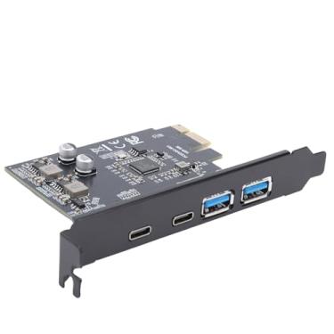 Imagem de Zyyini Placa PCIE USB C 3.2 Gen 1 de 5 Gbps, Placa de Expansão com 2 Portas USB + 2 Portas Tipo C Adaptador Controlador de Hub para PC Desktop