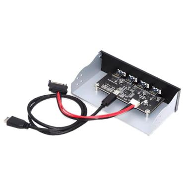 Imagem de cablecc 4 portas 10 Gbps painel frontal interno USB 3.1 Geração 2 Tipo-C para Tipo-A para placa-mãe Adaptador de hub Tipo-E interno para compartimento de 13.3 cm